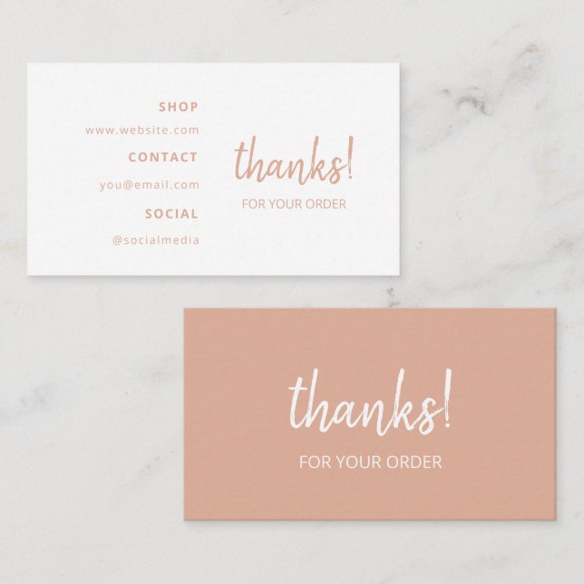 Cartão De Visita Obrigados para seu pedido | Rosa (Frente/Verso)
