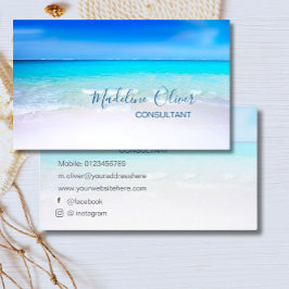 Cartão De Visita Ocean Beach Sea Social Media Viagem Aqua Blue