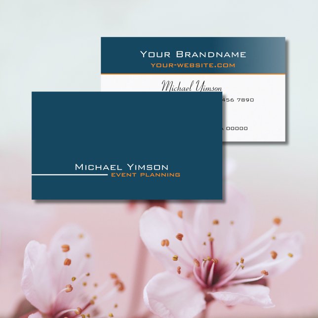 Cartão De Visita Oceano Azul e Branco Simples Profissional (Criador carregado)