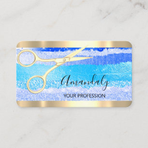 Cartão De Visita Oceano Dourado de Tesouras de Hairdresser Stylist