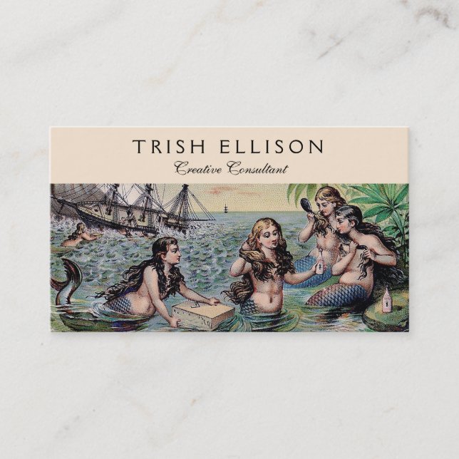 Cartão De Visita Oceano Náutico Mágico Sereia (Frente)