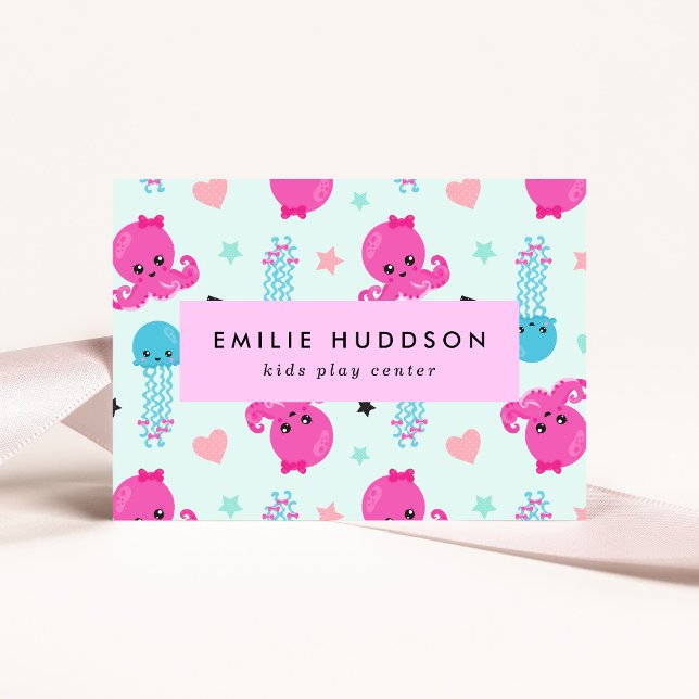 Cartão De Visita Octopus, medusa, centro de jogos, centro de ativid (Criador carregado)