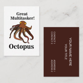 Cartão De Visita Octopus Tentags Multitasker Sea Criaturas Engraçad