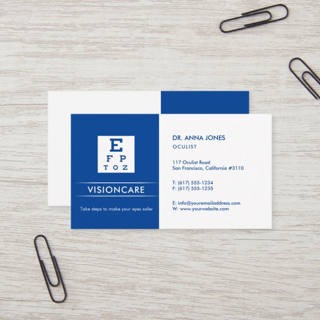 Cartão De Visita Oculista | Optican (Frente/Verso In Situ)