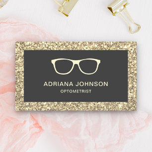 Cartão De Visita Óculos de Glitter Creme Oftalmologista Optometrist