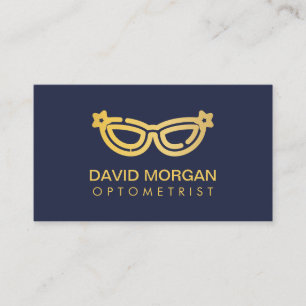 Cartão De Visita óculos de optometrista azul marinho e dourado