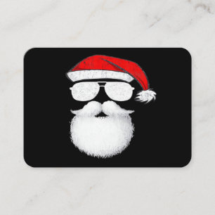 Cartão De Visita Óculos de sol com rosto de Papai Noel com chapéu e