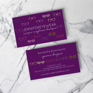 Cartão De Visita Óculos de Sol de Moda Purple Optic Eyewear