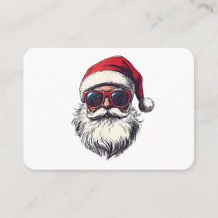 Cartão De Visita Óculos de sol retrô com rosto de Papai Noel Natal