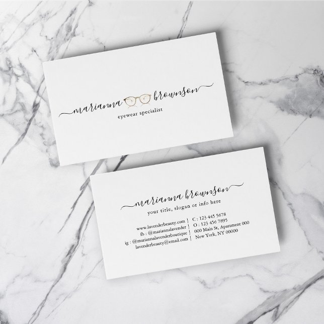 Cartão De Visita Óculos Dourados vestidos (Gold Eye wear Glasses Business Card)