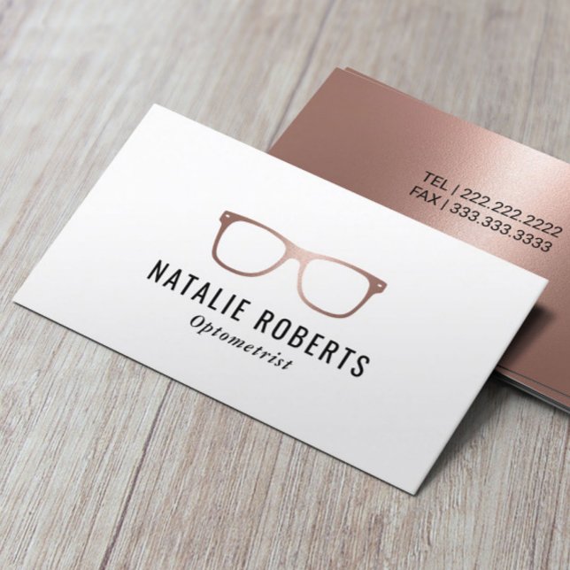 Cartão De Visita Óculos Oculares Dourados Elegantes Rosa (Criador carregado)
