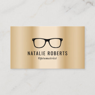 Cartão De Visita Óculos Oculares Optometristas Metálico Dourado Mod