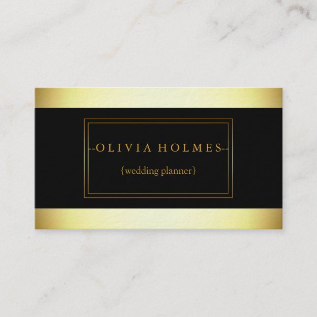 Cartão De Visita Ocupado Moderno Elegante Gold Foil Metal Professio (Frente)