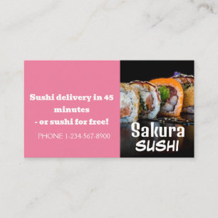 Cartão De Visita Oferta de Venda com Desconto na Entrega de Sushi
