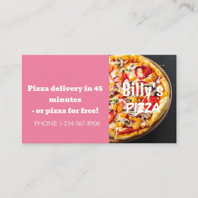 Cartão De Visita Oferta de Venda de Desconto de Entrega de Pizza (Frente)