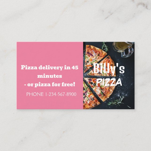 Cartão De Visita Oferta de Venda de Desconto de Entrega de Pizza (Frente)