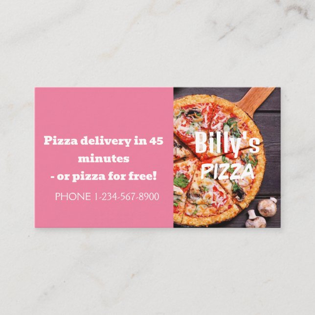 Cartão De Visita Oferta de Venda de Desconto de Entrega de Pizza (Frente)