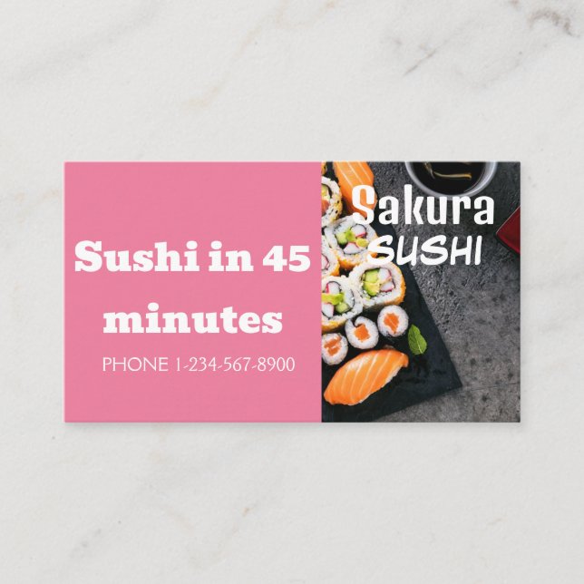 Cartão De Visita Oferta de Venda de Desconto de Entrega Sushi (Frente)