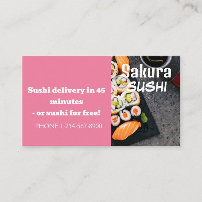 Cartão De Visita Oferta de Venda de Desconto de Entrega Sushi (Frente)