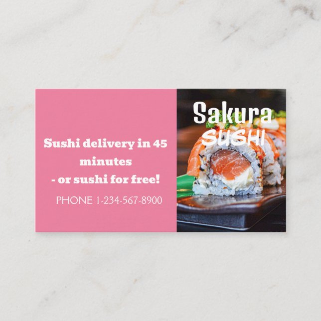 Cartão De Visita Oferta de Venda de Desconto de Entrega Sushi (Frente)