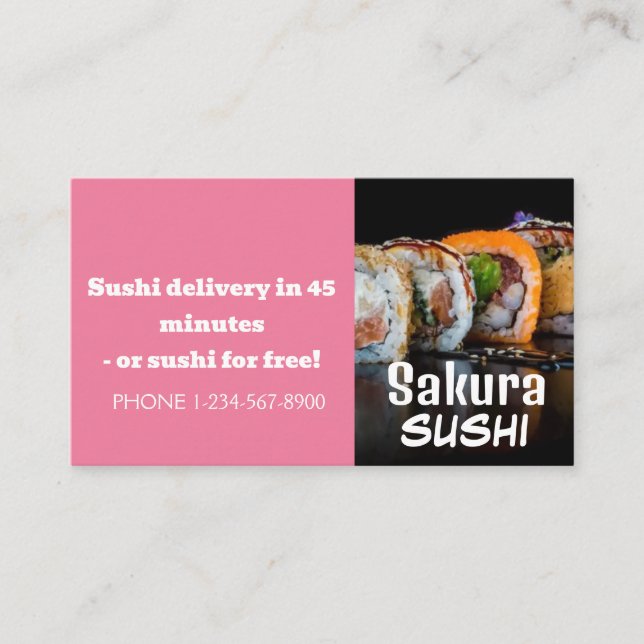Cartão De Visita Oferta de Venda de Desconto de Entrega Sushi (Frente)