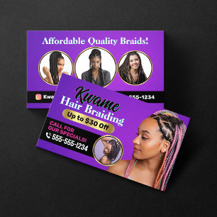 Cartão De Visita Oferta Especial de Serviço de Tranças Africanas Ro