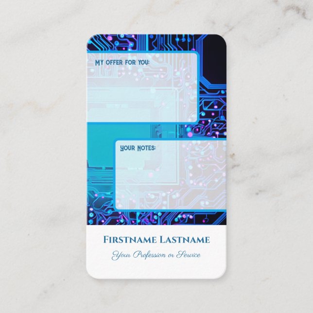 Cartão De Visita Oferta pessoal interativa e notas de cliente neon (Frente)