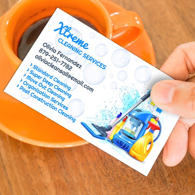 Cartão De Visita Office Commercial Cleaning Business Card Template (Criador carregado)