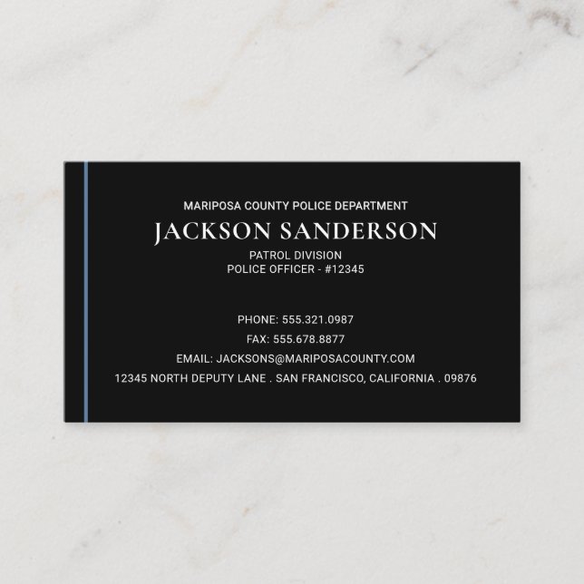 Cartão De Visita Oficial de Aplicação da Lei Departamento de Políci (Frente)