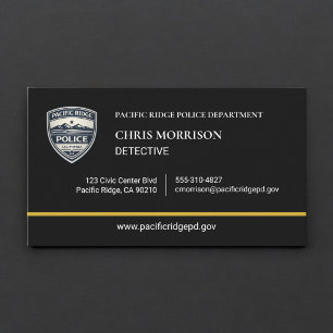 Cartão De Visita Oficial de Polícia Aplicação da Lei Preto Ouro