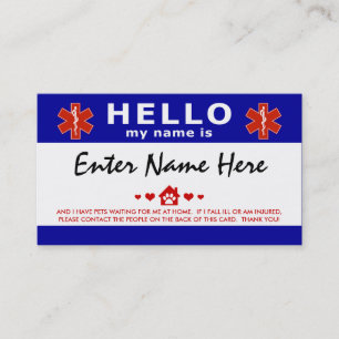 Cartão De Visita Olá, tenho animais de estimação à minha espera