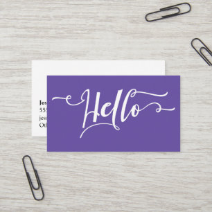 Cartão De Visita Olá Tipografia sobre Roxo Ultra Violeta Editável