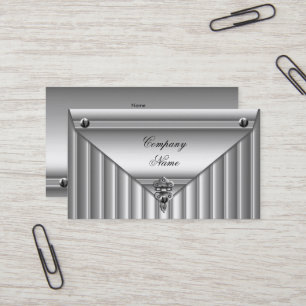 Cartão De Visita Olhar De Metal Prata Branco Perfil Elegante