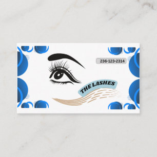Cartão De Visita Olhar Ilustração de Cílios Minimalista Azul Modern