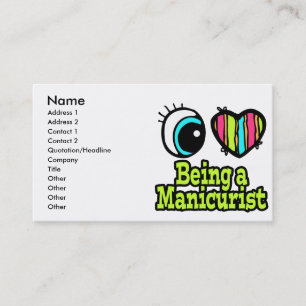 Cartão De Visita Olho Brilhante Coração Eu Amo Ser uma Manicure