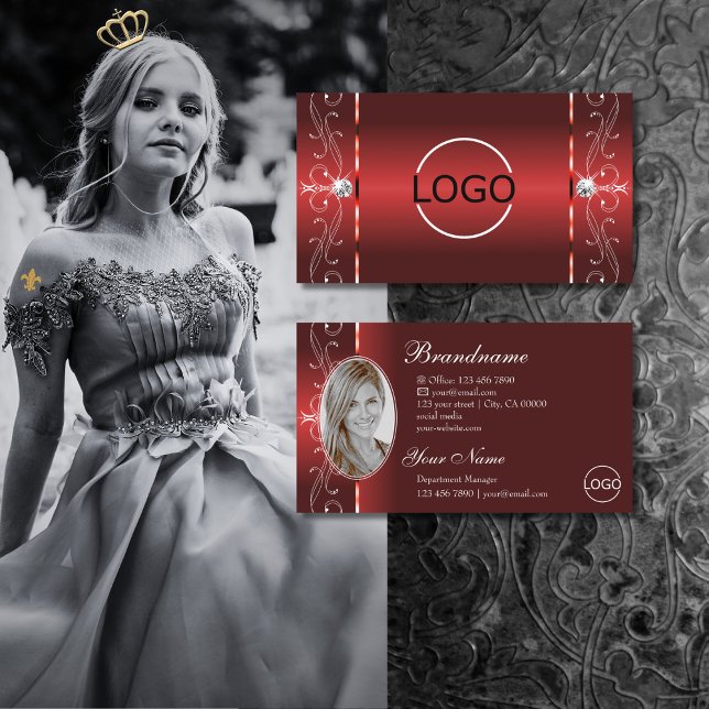 Cartão De Visita Olho Capturando Rubby Red Squiggels Logo Foto (Criador carregado)