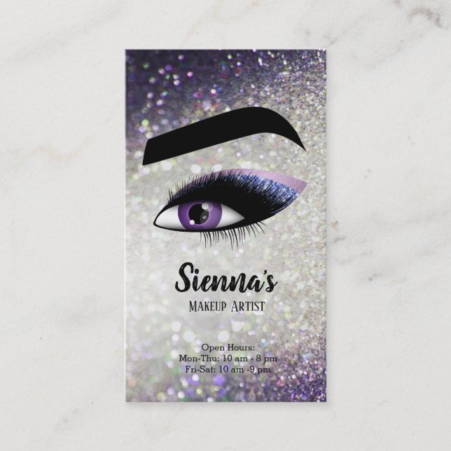 Cartão De Visita Olho De Lashes Roxos (Frente)