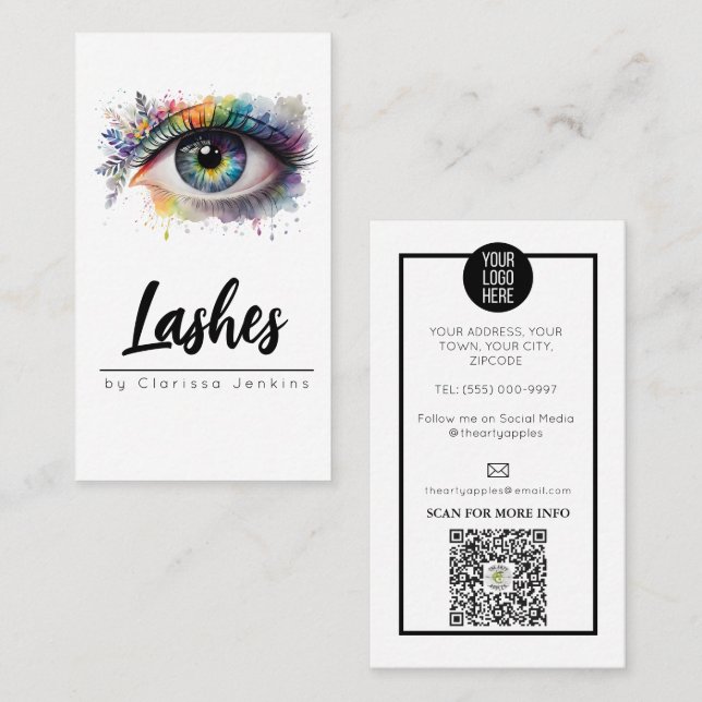 Cartão De Visita olho floral Lashes Eyelash Extensões maquiagem (Frente/Verso)