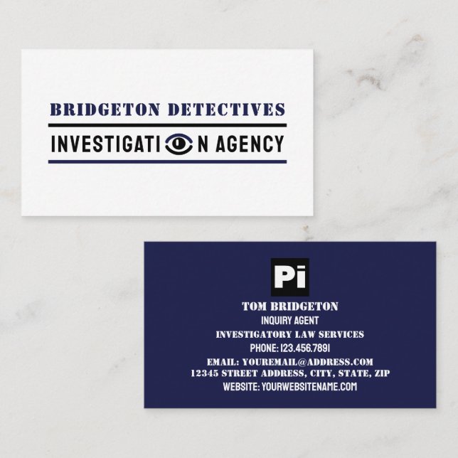 Cartão De Visita Olho Privado Negrito, Detetive Detetive Investigad (Frente/Verso)