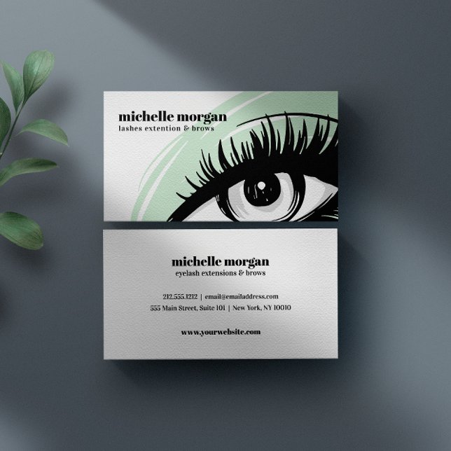 Cartão De Visita Olho Verde Sombra Eyelash Brota profissional (Criador carregado)