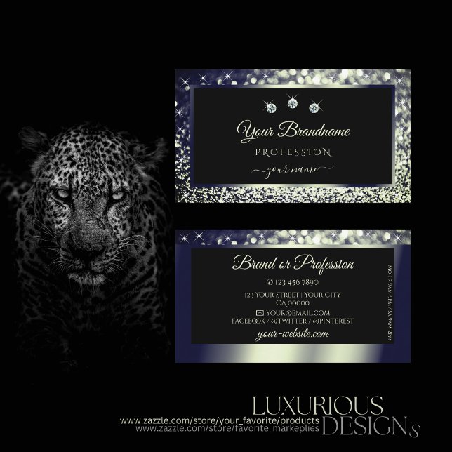 Cartão De Visita Olhos Capturando Azul Prata Escadas Brilhantes (Criador carregado)