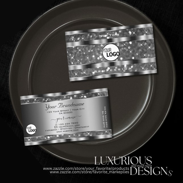 Cartão De Visita Olhos capturando estrelas de brilho de prata adici (Criador carregado)