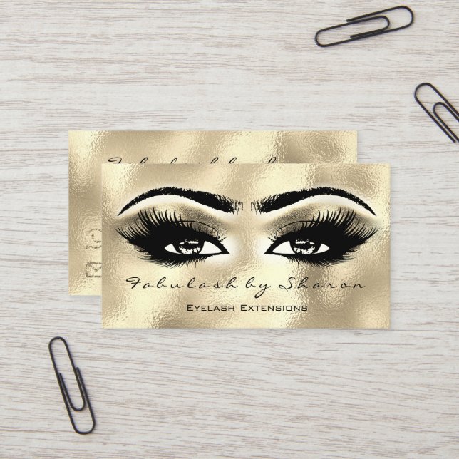 Cartão De Visita Olhos de Ouro da Lash Eyebrow de Ativação (Frente/Verso In Situ)