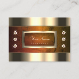 Cartão De Visita Olhos Dourados com Mármore Laranja e Diamantes