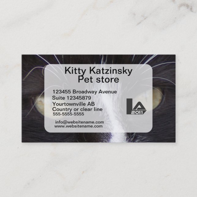 Cartão De Visita Olhos macro da foto de um gato pessoal e (Frente)