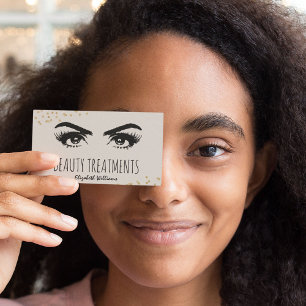 Cartão De Visita Olhos Modernos e Tratamento Dourado de Beleza   Be