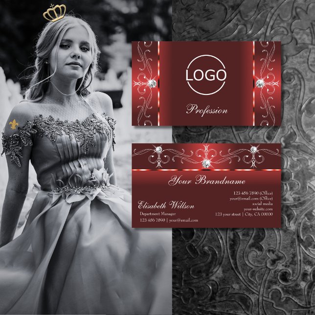 Cartão De Visita Olhos pegando Joias Vermelhas Esprepidas Rubby com (Criador carregado)