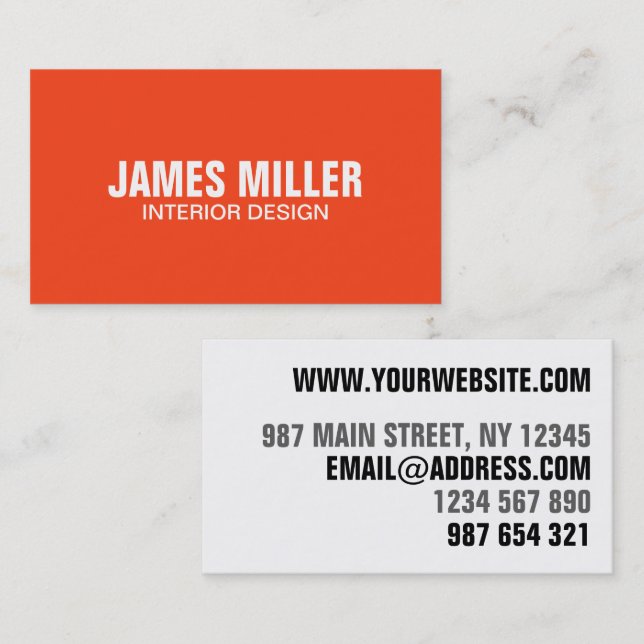 Cartão De Visita Olhos Pegando Moderno Laranja Brilhante Trendência (Frente/Verso)