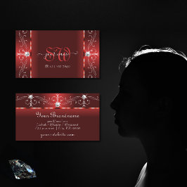 Cartão De Visita Olhos Pegando Rubby Vermelho Joias Rachadas Monogr