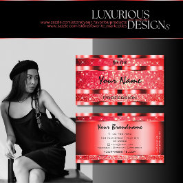 Cartão De Visita Olhos Pegando Ruby Red Glitter Spark Stars Superb